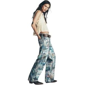 NWT We The Free People Tennessee Low Rise Illusion Jeans Color Floral Canvas 26